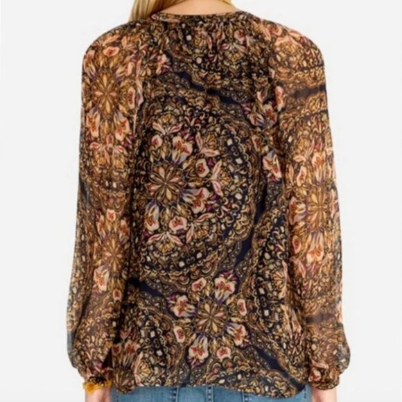 Johnny Was Jade Riley Silk Peasant Blouse S - Picture 5 of 16